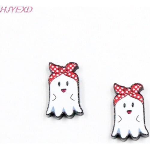 10pcs /lot) 20mm cute ghost For Earrings Fashion Party DIY Black Glitter Acrylic Jewelry Accessories