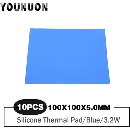 10 Pieces 100*100*5mm Heatsink Cooling thermal gasket Silicone Pad Thermal Pad Heatsink Cooling Conductive Silicone Pad GPU CPU