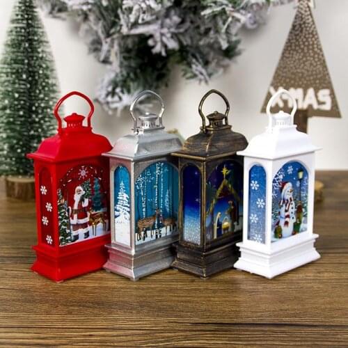 2020 Xmas New Year Home DIY Christmas Tree Decoration LED Tea Light Santa Claus Candlestick Candles Cages Hanging Ornament FZ138