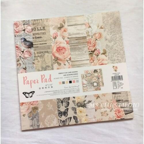 26pcs / Pack 10 Inch Rose Garden Scrapbook Paper Pad Paper Set Flower Die Cut Paper Pad Scrapbook DIY Paper Cut Kit Decoration