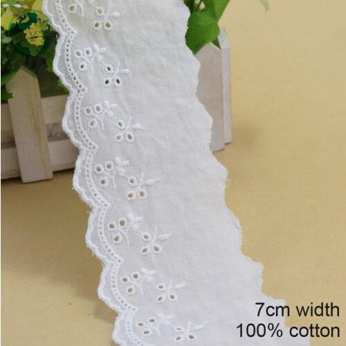 10yards 7cm width 100% Cotton embroid lace sewing ribbon guipure trim fabric warp knitting DIY wedding Garment Accessories#3168