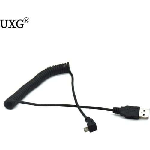 90 Degree Down Angled Spring USB Cable Fast Micro USB Charging Data Cable PU Phone Charger Cord Microusb Fast Charge Cable 1m