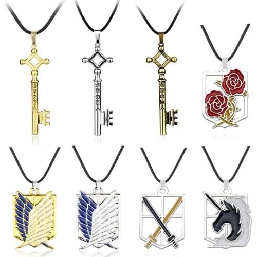 Anime attack on Titan Cosplay Necklace Investigation Corps logo alloy pendant key ring