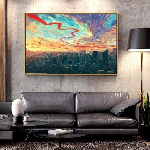 Artcozy Oil Canvas Painting city_art_sky For Home Decoration Wall Art