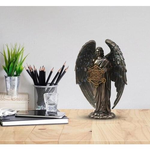 AT69 -Metatron Bronzed Seraphim Six-Winged Guardian Angel Statues Home Decoration Also A Great Gift for Your Friends