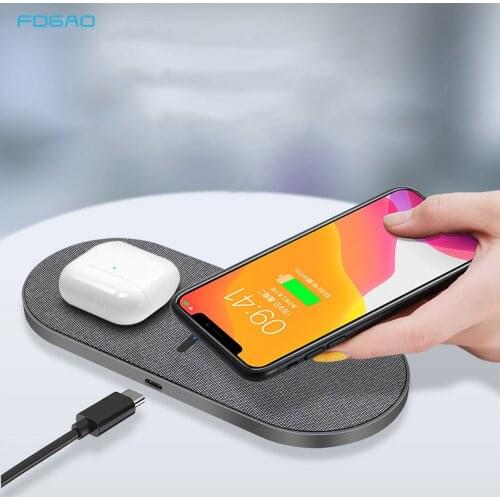 2 in 1 30W Dual 15W Qi Wireless Charger for Samsung S21 S20 Galaxy Buds Fast Charging Pad for iPhone 12 11 X XS XR 8 Airpods Pro