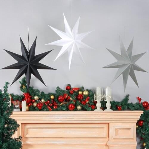 Nine-pointed Star Paper Decoration 60CM 24' Black Grey White Color For Home Birthday Wedding Christmas Decoration Supplies