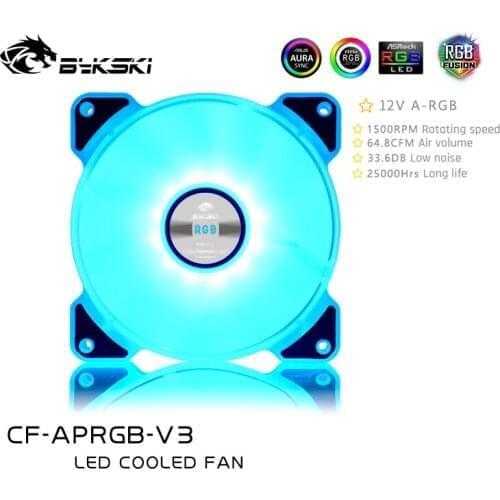 Bykski RGB 12v Computer Fan 120mm Mute Water Cooling Fan For PC Case 120/240/480 Radiator Colorful Cooler For PC Cooling