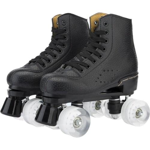 Black Adult Double-row Roller Skates Roller Skates Men And Women Roller Skates Four-wheel Flash