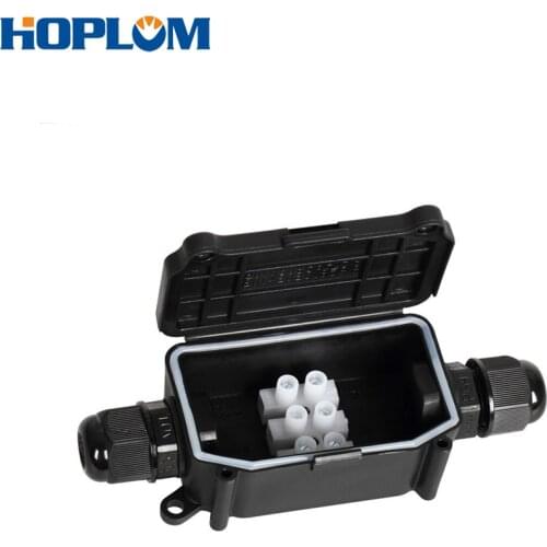 Black Waterproof IP66 Plastic Cable Wire Connector Gland Electrical Junction Box Enclosure Case 2-Way Terminal