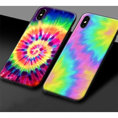 Tie-dye colorful For iPhone 6 6s 7 8 Plus X XR XS 11 Pro Max soft silicone Phone case cover shell