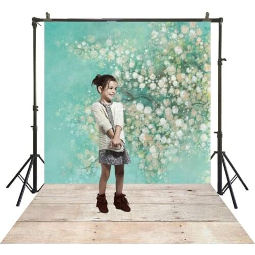 Painting Floral Photographic Backdrop Ccan Green Polyester Cloth Flowers Wood Floor Back Drop Portrait Studio Booth Backgrounds