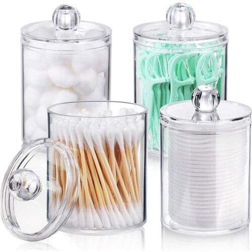 Holder Dispenser for Cotton Ball Cotton Swab Cotton Round Pads Plastic Jar for Bathroom Canister Storage Makeup Organization
