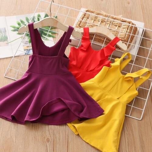 2021 Casual 2 3 4 6 8 10 Years Children Birthday Backless V-neck Ruffle Princess Elegant Party Dance Kids Girls Dress For Summer