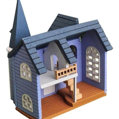 DIY Fairytale Town House Mini Wooden Dolls Miniature Accessories Handicraft Building Assemble Toy Crafts Furniture Kits