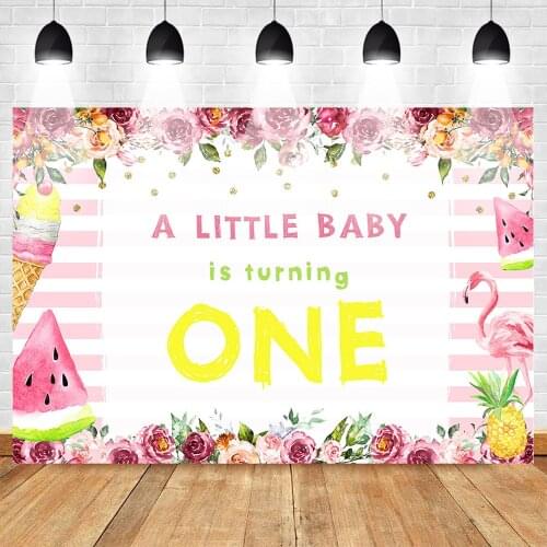 1st Birthday Photography Backdrops Flower Background Flamingo Summer Photo Backdrop Ice Cream Watermelon Photocall Photophone