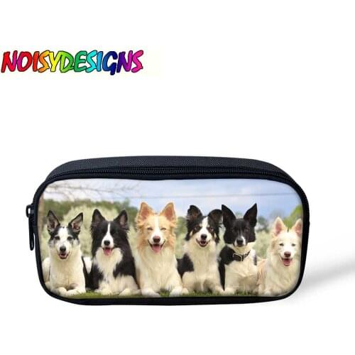 Dog Border Collie Pencil Case School student Girl Boy stationery canvas gadgets Case Multifunctional Pencil Box Makeup Bag box