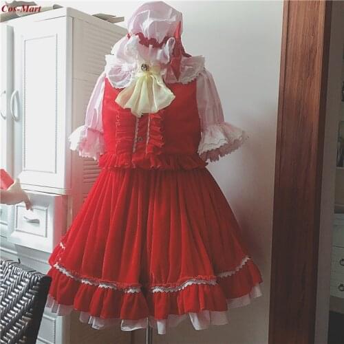 Quality Goods Hot Game Touhou Project Flandre Scarlet Cosplay Costume Red Uniform Skirt Party Role Play Clothing Custom-Make
