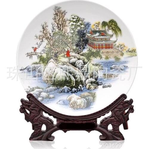 Jingdezhen Ceramic plates hanging plate faceplate pastel landscape modern home Decoration Crafts