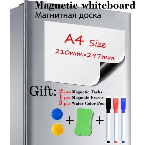 A4 Size Magnetic Whiteboard Fridge Sticker Dry Erase Magnet White Board Kitchen Office Message Board Gift 3 Pen 1 Eraser 2 Tacks