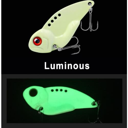 1Pcs Metal VIB Luminous Lures 10g vivid Vibrations Spoon Lure Fishing bait Bass Artificial Hard Bait Cicada lure VIB Bait 3D Eye