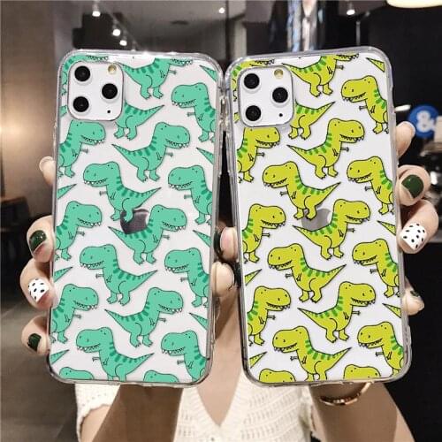 Cute Cartoon Dinosaur Phone Case For iPhone 12 XS Max 11 Pro Max 6S 7 8 Plus SE 2020 Soft TPU Transparent Cover Fundas