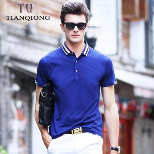 TIAN QIONG 2019 New Arrival Mens Short-sleeve Polo Shirt Solid Color Men Polos Casual Short-sleeved Thin Section Lapel Polo