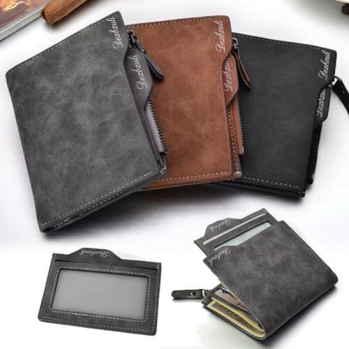 Mens Leather Business Soft Wallet Coins Pocket Credit Card Holder Purse with Zip Wallet ID Credit Card Holder Clutch Pockets