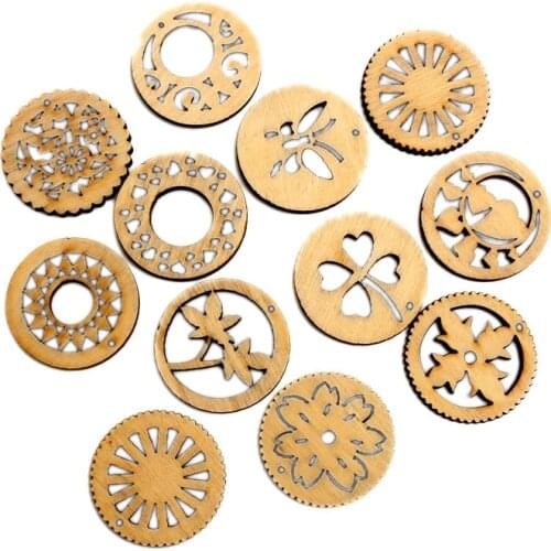 50pcs 30mm Unfinished Flower Wood Slices Embellishments MDF Wooden Cutout Flatback Scrapbooking For Cardmaking Art Wedding Decor