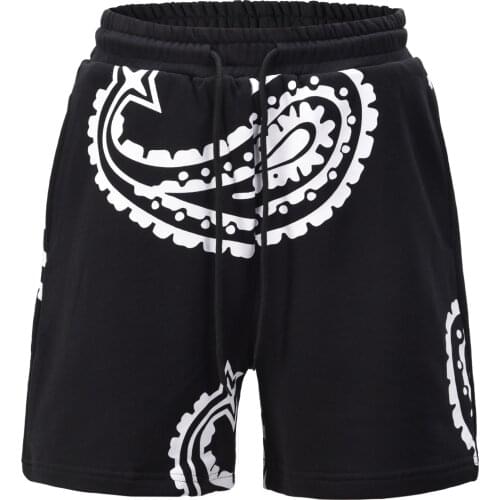 Wholesale Long Drawstring Elastic Street wear stock Skateboard paisley bandana print Short pants