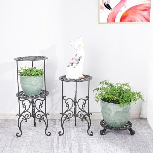 Sungmor Heavy Duty Cast Iron Plant Caddy Potted Plant Stand Flower Pot Rack Indoor Outdoor Planter Holder Trolley Casters Tray