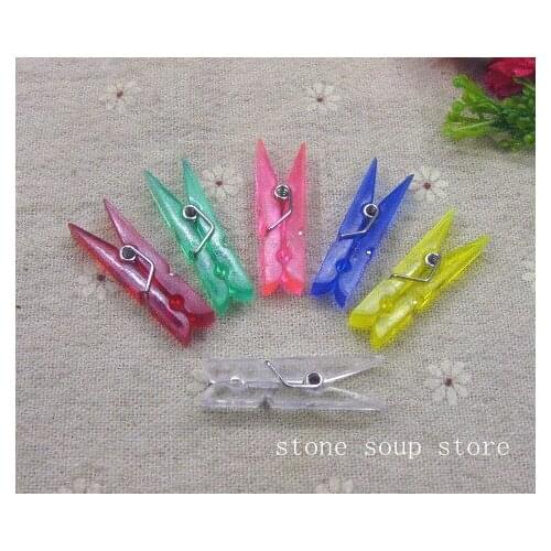 30pcs Multicolor Translucent Clothespin Photo Paper Clothes pegs Laundry Hangers Diy Ornament Clip Accessories 35mm