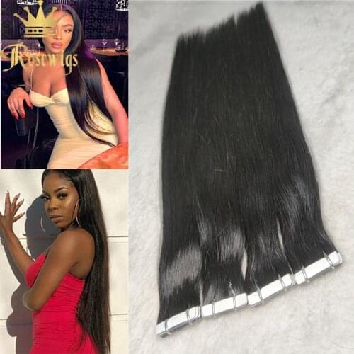 Straight Wave Curly Tape In Hair Extensions 100% Virgin Natural Human Hair Full Thick Ends Invisible Tape Skin PU Weft For Woman
