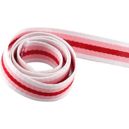 25mm/38mm Stripe Webbing by the yards Red Handbag Strap Canvas Webbing White Key Fobs Strap Webbing Bag strap Dog webbing Collar