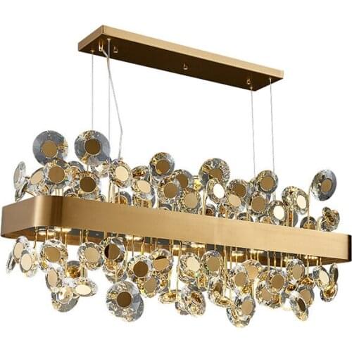 Luxury modern crystal chandelier for dining room creative design led cristal lamp rectangle kitchen island hanging light fixture