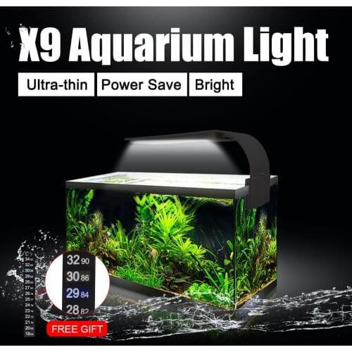 Senzeal X9 Super Slim Aquarium LED Light 15W Clip-on Aquarium Lighting 2000LM Freshwater Fish Tank Lamp 110-240V Waterproof