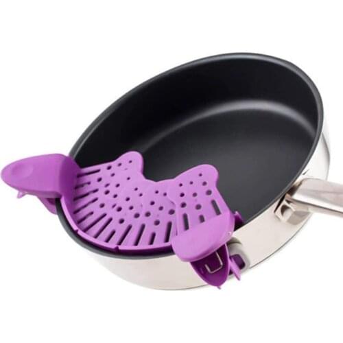 Clip Silicon Cook Strainer Kitchen Hands-Free Silicone Strainer for Most Pots Pans Pastas Bowls Foldable Kitchen Colander