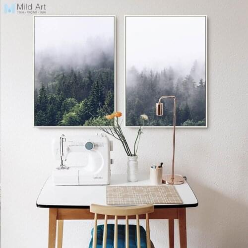 Modern Green Forest Tree Mountain Landscape Posters Prints Scandinavian Living Room Wall Art Pictures Home Decor Canvas Painting