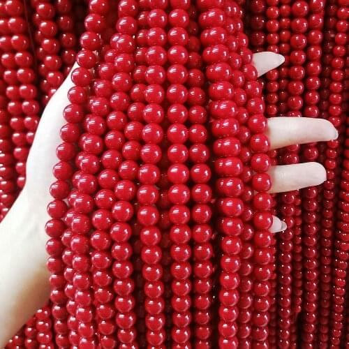 The glass of the lacquer that bake coral loose round beads red color DIY jewelry for bracelet