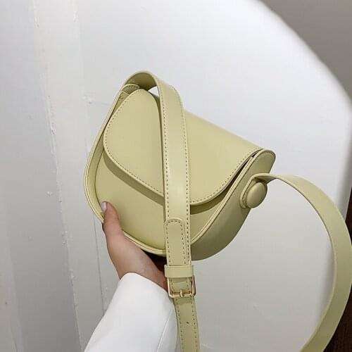 Soft PU Leather Saddle Crossbody Bags For Women 2021 Simple Lady Branded Luxury Shoulder Handbags Female Trend Solid Color