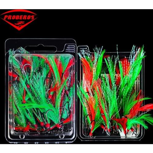 20pcs Treble Hooks With Feather 2# 4# 6# 8# 10# Fishing Hook Pesca Accessary Peche Assist Feather Fishing Tackle Fish Hook
