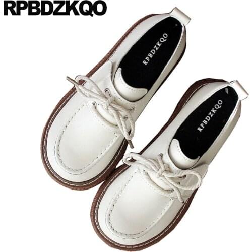 Retro women creepers flats comfy muffin elevator comfortable thick sole harajuku platform wide fit shoes ladies lace up latest