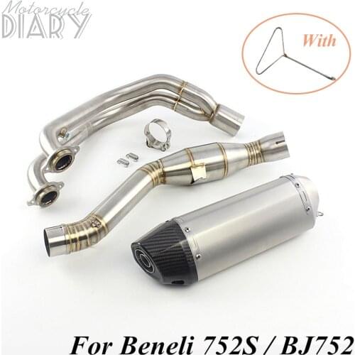 For Benelli 752s BJ752 Motorcycle Exhaust Slip On Middle Front Full Link Pipe Escape Moto Akrapovicc AK Motorcross Modified Bike
