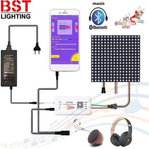 WS2812B Individually Addressable 8x8 16X16 8X32 WS2812 LED Screen Panel With SP107E Music Controller DC5V Transformer Kit