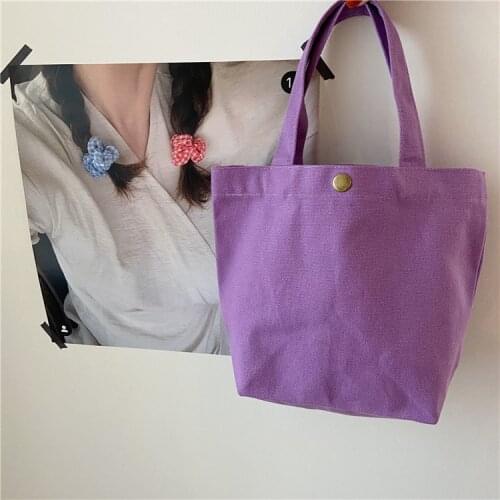 Women Handbags Tote Solid Color Cotton Picnic Lunch Bags Lunch Kit Makeup Bags for Girls Casual Small Canvas Shoulder Bags