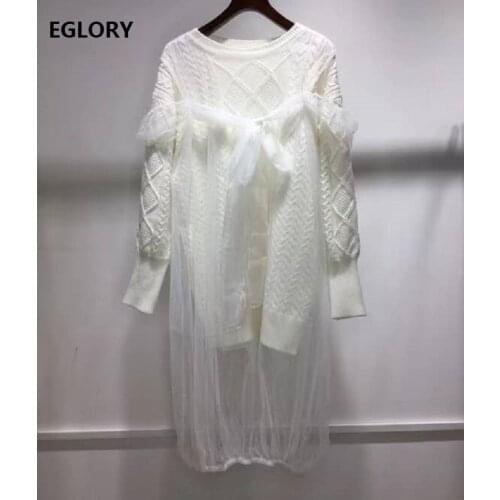 2020 Autumn Winter Sweaters and Pullovers Women High Quality Knitting Geometrical Pattern Sexy Bow Deco Long Sleeve White Jumper