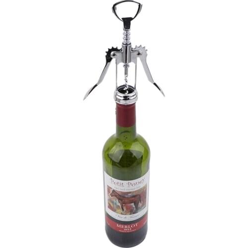1pc Stainless Steel Red Wine Opener Bottle Opener Waiter Metal Wine Corkscrew Bottle Handle Opener Corkscrews
