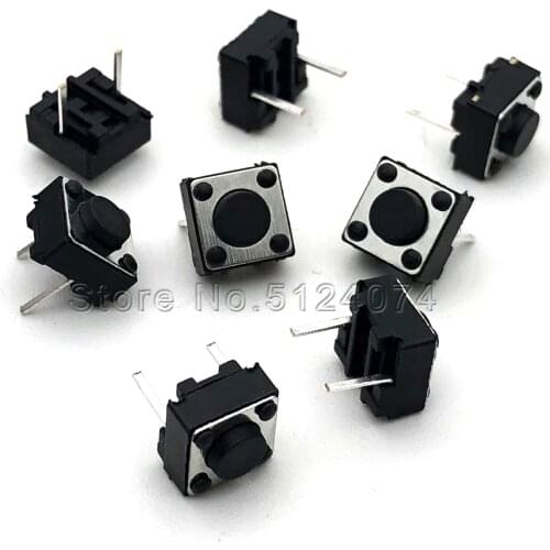 100pcs/lot 6*6*4.5MM 2pin touch switch short pin micro switch center 2pin 6x6x4.5 Push button switch brand new
