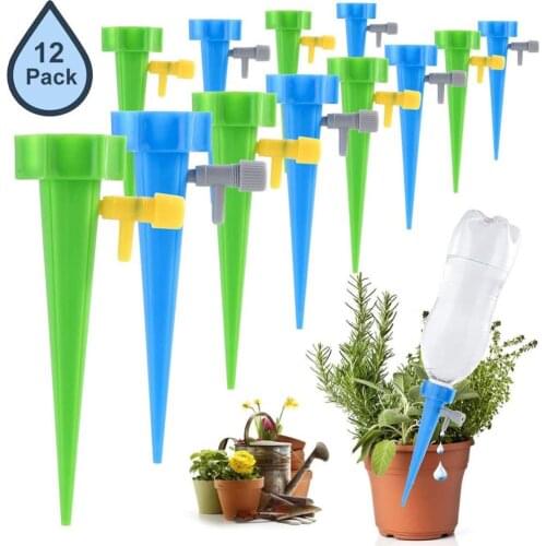 12Pcs Automatic Watering Irrigation Spike Plant Flower Pot Drip Water Control Drip Cone Spike Waterer Bottle Irrigation System