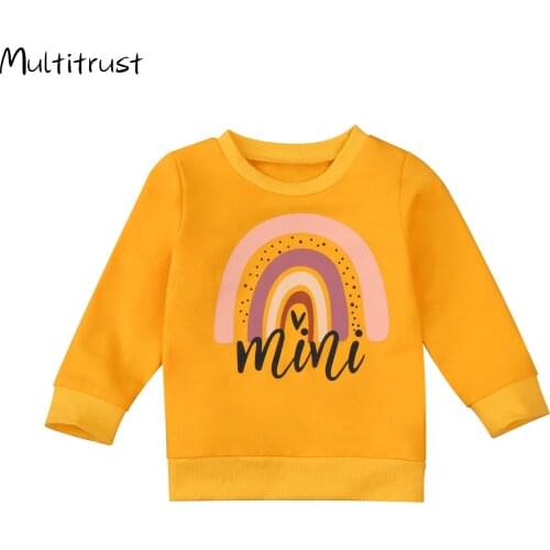 2020 Autumn Baby Girls Boys Sweatshirt Tops Letter Rainbow Print Long Sleeve Pullover Causal Outfits Tops 0-5Y